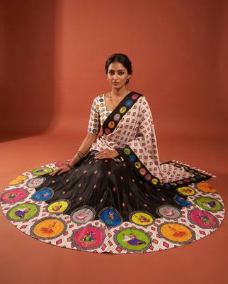 Navratri Garba Special Satin Silk Printed Lehenga Choli for Women with Matching Blouse and Dupatta Set 3