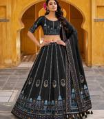 Navratri Garba Special Satin Silk Printed Lehenga Choli for Women with Matching Blouse and Dupatta Set