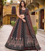 Navratri Garba Special Satin Silk Printed Lehenga Choli for Women with Matching Blouse and Dupatta Set