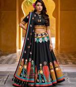 Navratri Garba Special Satin Silk Printed Lehenga Choli for Women with Matching Blouse and Dupatta Set