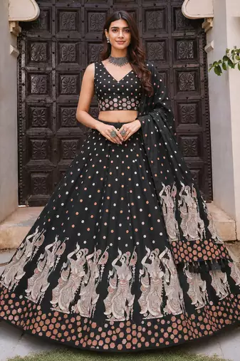 Navratri Garba Special Satin Silk Printed Lehenga Choli for Women with Matching Blouse and Dupatta Set