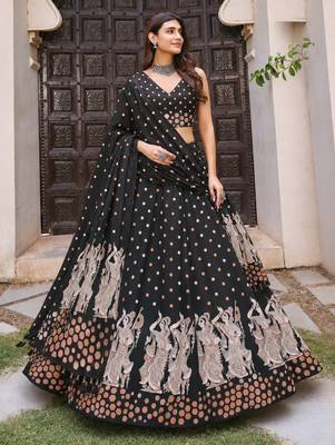 Navratri Garba Special Satin Silk Printed Lehenga Choli for Women with Matching Blouse and Dupatta Set 3