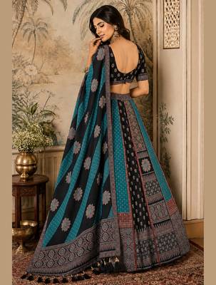 Navratri Garba Special Satin Silk Printed Lehenga Choli for Women with Matching Blouse and Dupatta Set 4