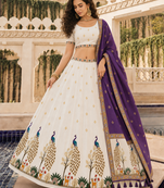Cream Navratri Garba Special Cotton SemiStitched Lehenga choli