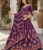 Magenta Navratri Garba Special Cotton  Lehenga choli