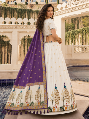 Cream Navratri Garba Special Cotton SemiStitched Lehenga choli 4