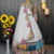 white multi color digital print mirror work silk blend lehenga choli