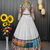 white multi color digital print mirror work silk blend lehenga choli