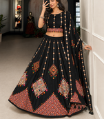 Black Navratri Garba Special Cotton  Lehenga choli