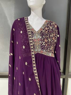 Purple georgette embroidered gown suit  with designer dupatta 6