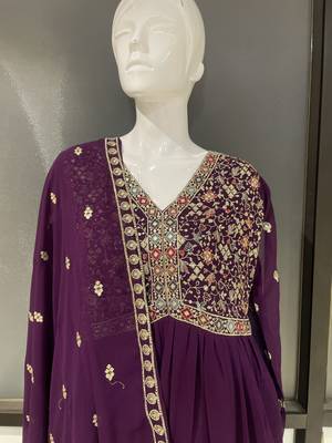 Purple georgette embroidered gown suit  with designer dupatta 8