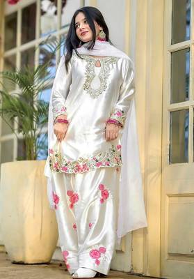 women's silk embroidered farshi salwar suit with dupatta set 1