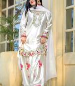 women's silk embroidered farshi salwar suit with dupatta set