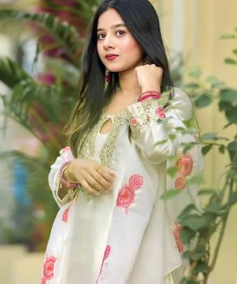 women's silk embroidered farshi salwar suit with dupatta set 5
