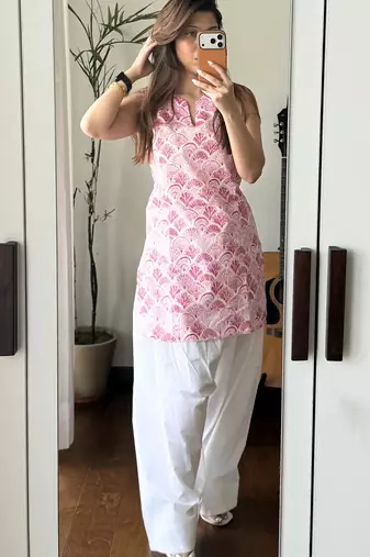 women's cotton blend printed farshi salwar set