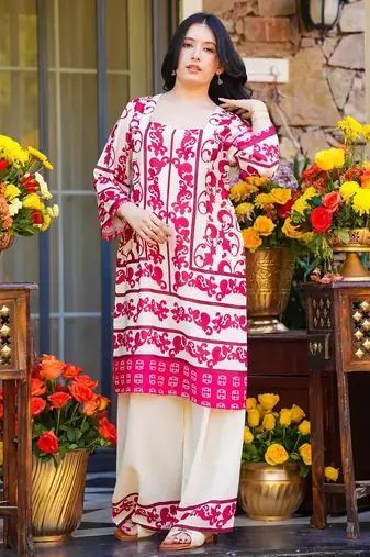 women's cotton blend printed kurta palazzo set