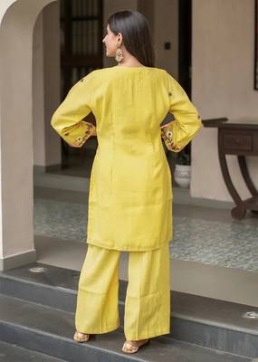 women's cotton blend embroidered kurta pant set 5