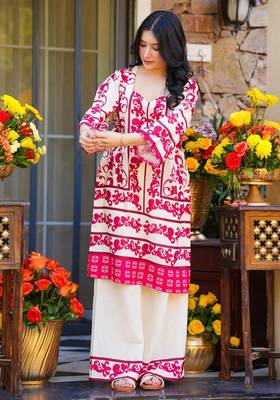 women's cotton blend printed kurta palazzo set 2