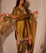 women's silk embroidered farshi salwar suit with dupatta set