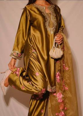 women's silk embroidered farshi salwar suit with dupatta set 3