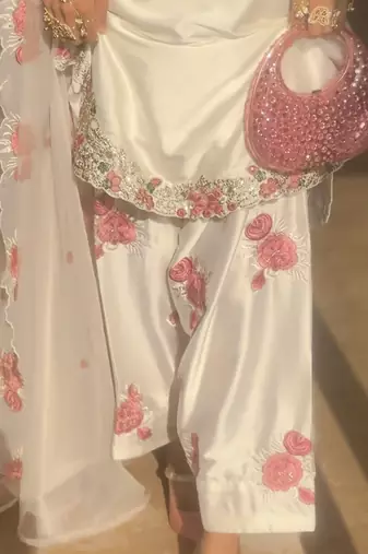 women's silk embroidered farshi salwar suit with dupatta set