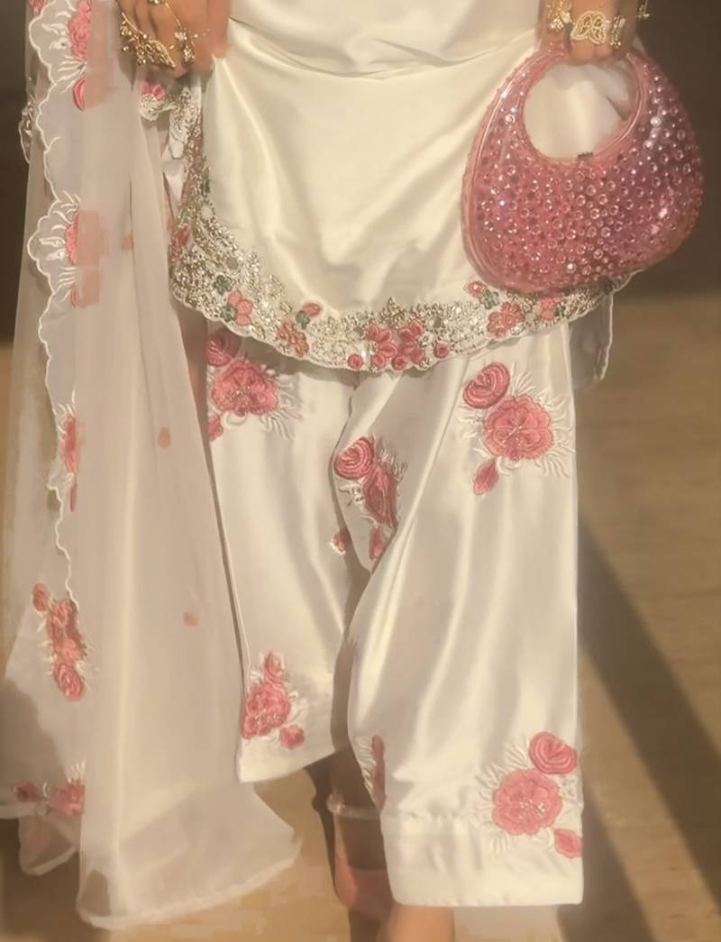 women's silk embroidered farshi salwar suit with dupatta set