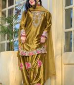 women's silk embroidered farshi salwar suit with dupatta set