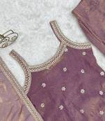 women's shimmer silk embroidered kurta palazzo with dupatta set