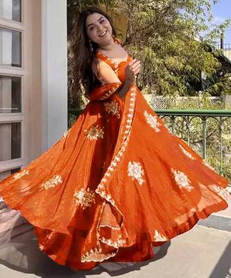 women's shimmer silk embroidered anarkali kurta palazzo with dupatta set 2