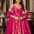 women's chanderi woven motiff anarkali kurta pant with dupatta set