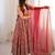 women's chanderi woven motiff anarkali kurta pant with dupatta set
