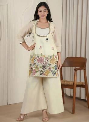 women's silk embroidered kurta palazzo set 3