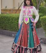 Designer Cotton Printed Lehenga Choli with Real Mirror Gota Lace & Kutchi Gamthi Work - full stitched free size 