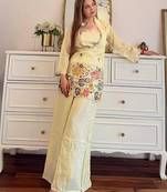 women's silk embroidered kurta palazzo set