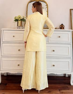 women's silk embroidered kurta palazzo set 5