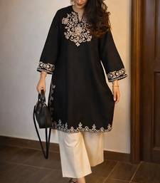 women's cotton blend embroidered kurta palazzo set