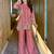 women's shimmer silk embroidered kurta palazzo set