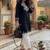 women's cotton blend embroidered kurta palazzo set