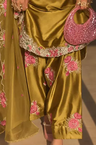 women's silk embroidered farshi salwar suit with dupatta set