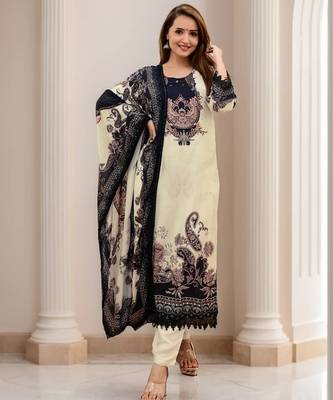 women's cotton blend printed kurta pant with dupatta set 2