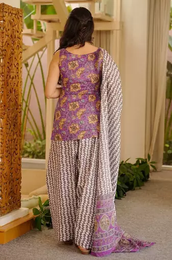 women's cotton blend farshi salwar with dupatta set