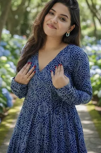 women's cotton blend printed angarkha kurta palazzo with dupatta set