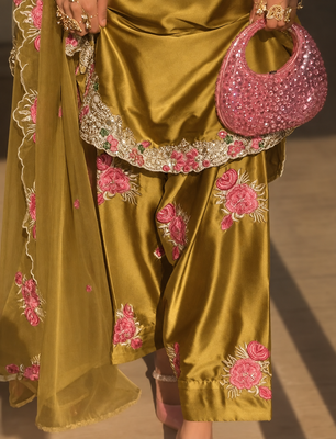 women's silk embroidered farshi salwar suit with dupatta set 5