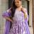 women's cotton blend printed anarkali kurta palazzo with dupatta set