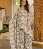 women's cotton blend printed farshi salwar suit with dupatta set