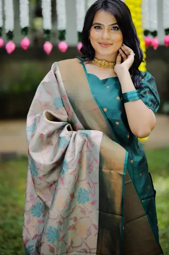 women's art silk woven butta motiff kurta pant with dupatta set