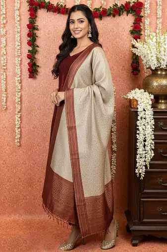 women's art silk woven butta motiff kurta pant with dupatta set