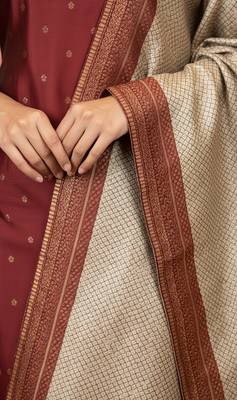 women's art silk woven butta motiff kurta pant with dupatta set 4