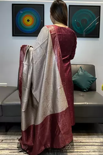 women's art silk woven butta motiff kurta pant with dupatta set