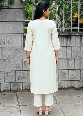 women's art silk embroidered kurta pant with banarasi dupatta set 3